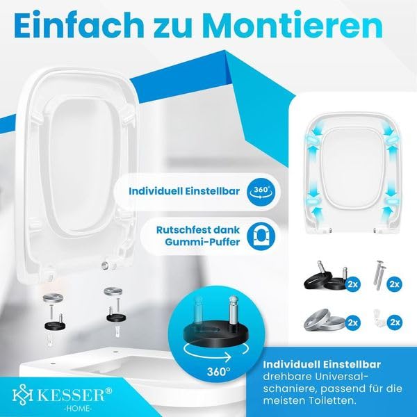 WC Sitz Duroplast mit Softclose und Quick-Release Edelstahl-Befestigung - Bild 5