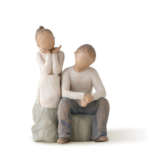 Dekofigur Geschwister Kunstharz handbemalt 14 cm Geschenkbox