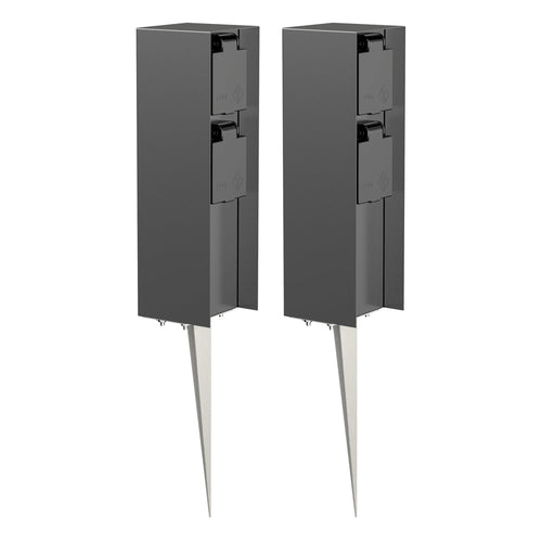 Gartensteckdose mit Erdspieß 2-fach IP44 anthrazit eckig 23cm