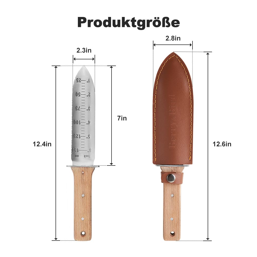Hori-Hori Gartenmesser Edelstahl zweischneidig mit Tiefenmarkierung - Bild 3