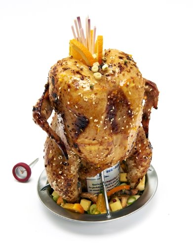 Hähnchen-Bratgestell Edelstahl Beer-Can-Chicken mit Mini-Thermometer - Bild 4