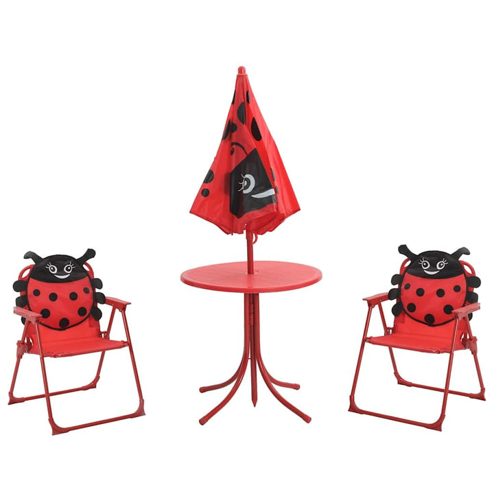 Kinder-Bistro-Set 3-teilig mit Sonnenschirm Stahl Rot Outdoor - Bild 8