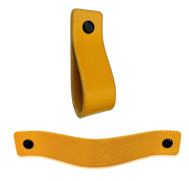 Möbelgriffe Leder Gelb 16,5 cm Schrankgriffe 12er-Set - Bild 3