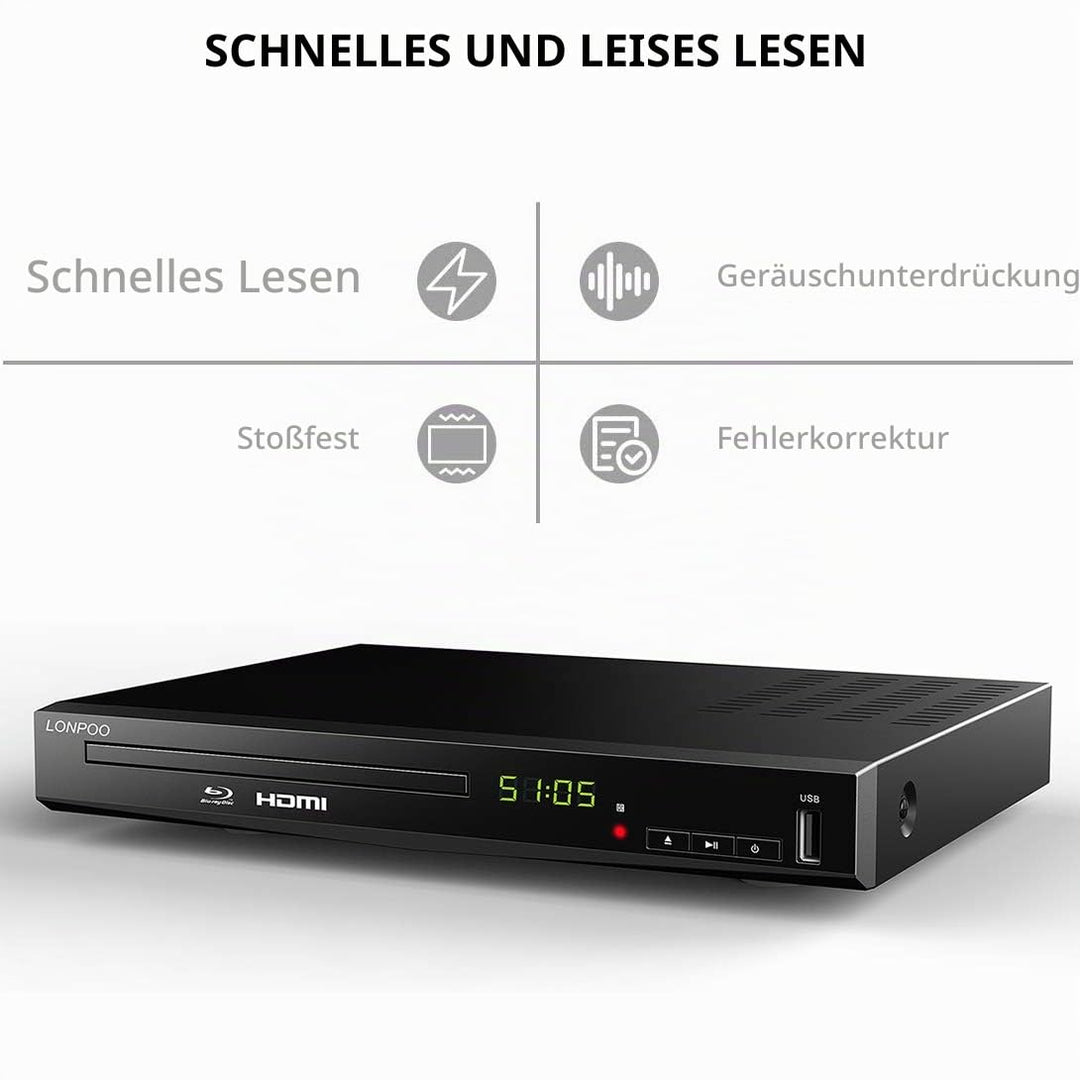 Blu-ray DVD Player 1080P Full HD HDMI AV Dolby TrueHD DTS-HD - Bild 5