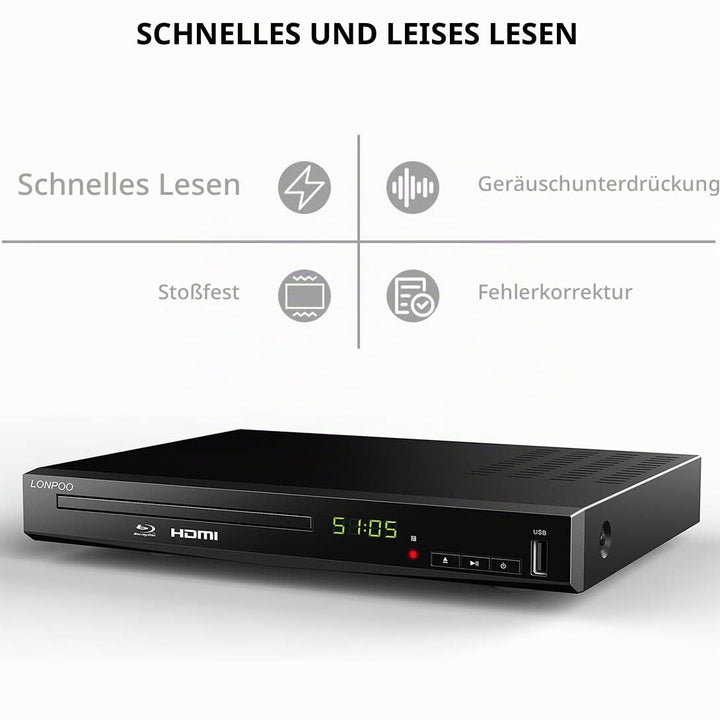 Blu-ray DVD Player 1080P Full HD HDMI AV Dolby TrueHD DTS-HD - Bild 5