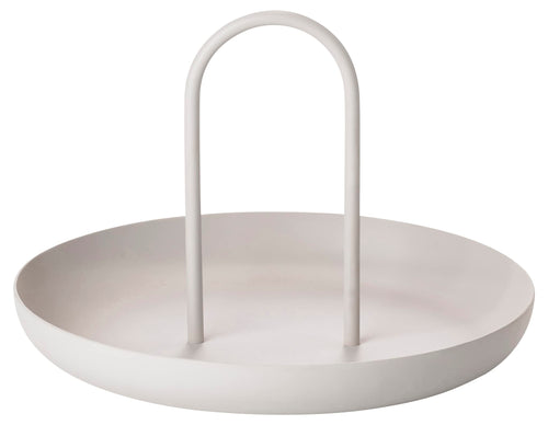 Serviertablett rund Metall matt 20 cm mit Handgriff Warm Grey