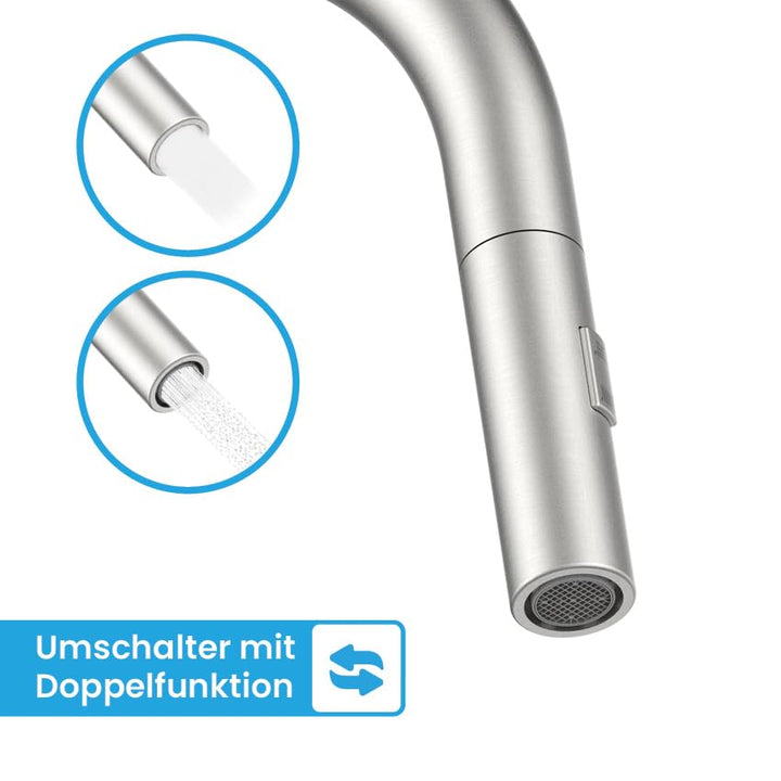 Küchenarmatur ausziehbar Edelstahl gebürstet mit Keramikkartusche - Bild 2
