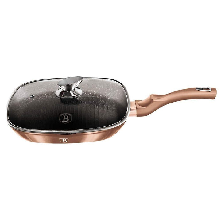 Grillpfanne mit Glasdeckel 28 cm Aluminium Antihaft Induktion - Bild 3