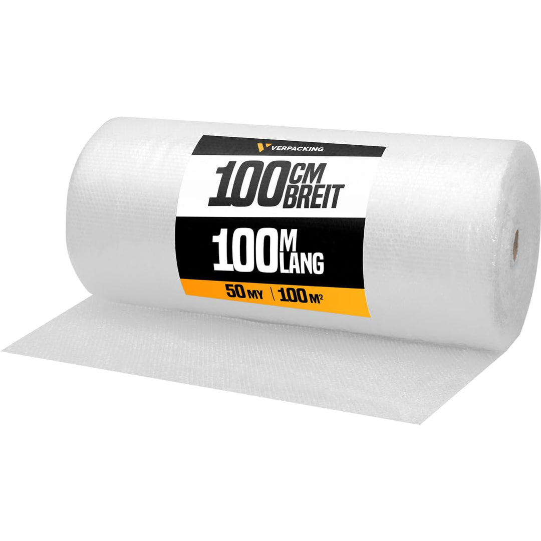 Luftpolsterfolie 100 cm x 100 m, 50 my, 2-lagig für Versand