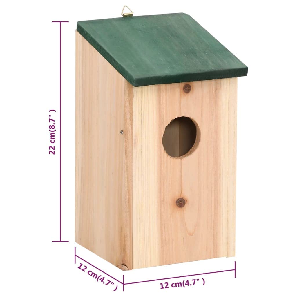 Vogelhaus Kiefernholz 12x12x22 cm mit Metallbügel 4er-Set - Bild 2