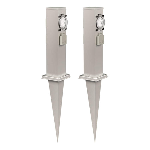 Gartensteckdosensäule Edelstahl 3-fach mit Timer IP44 38cm 2er-Set