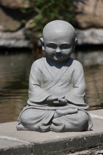 Shaolin Mönch Figur Fiber Clay frostbeständig 42 cm für Garten