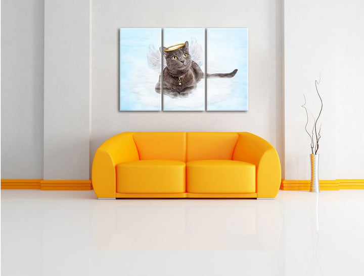 Leinwandbild 3-teilig Katzen-Engel auf Wolke 120x80 cm - Bild 2