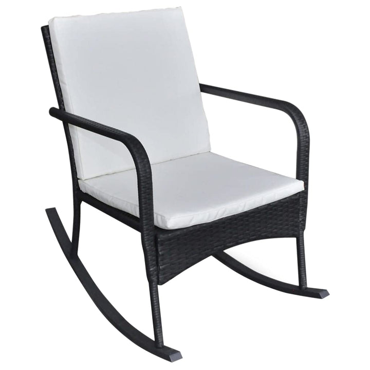 Garten-Schaukelstuhl Poly Rattan Schwarz mit Kissen