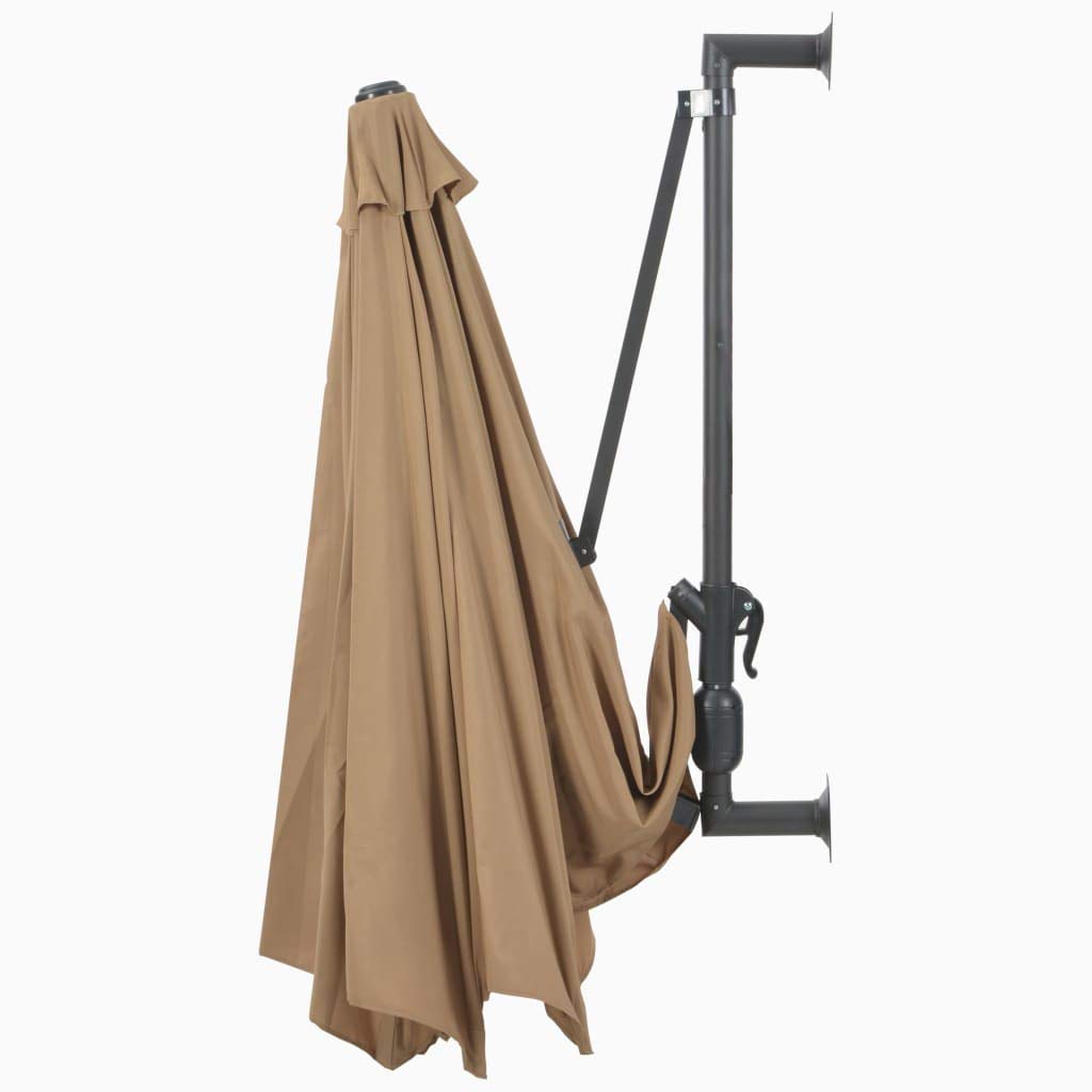 Wand-Sonnenschirm 300 cm Polyester mit Kurbel 8 Rippen Taupe - Bild 5