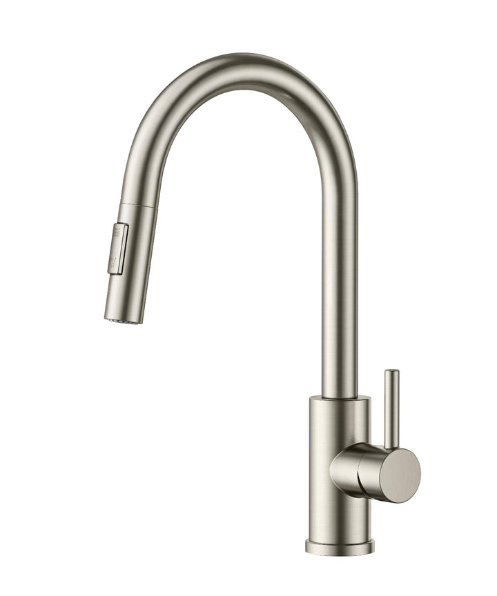 Küchenarmatur Edelstahl Hochbogen 360° schwenkbar mit Pulldown-Brause
