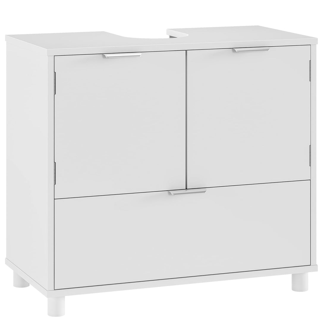 Waschbeckenunterschrank Weiss MDF 2 Tueren Schublade 60x30x60 cm