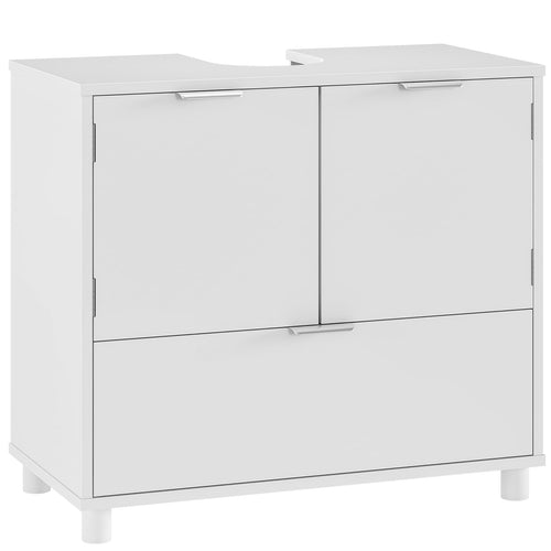 Waschbeckenunterschrank Weiss MDF 2 Tueren Schublade 60x30x60 cm