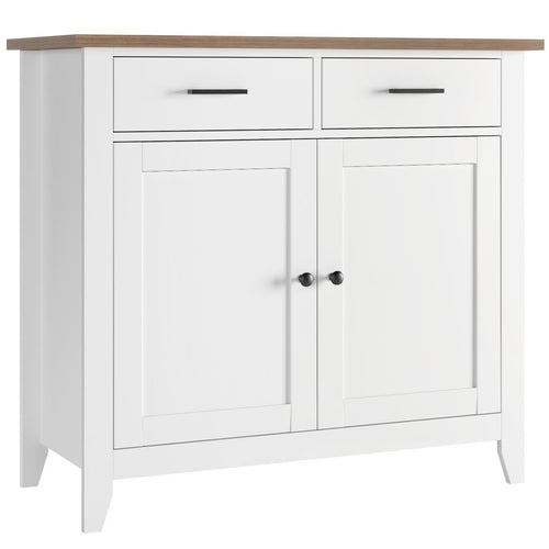 Küchensideboard MDF weiss 2 Schubladen 2 Türen mit Arbeitsplatte