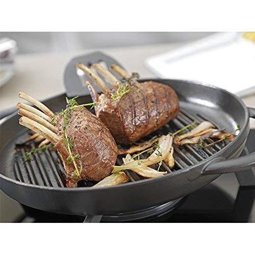 Grillpfanne rund Gusseisen 30 cm für alle Herdarten schwarz - Bild 5