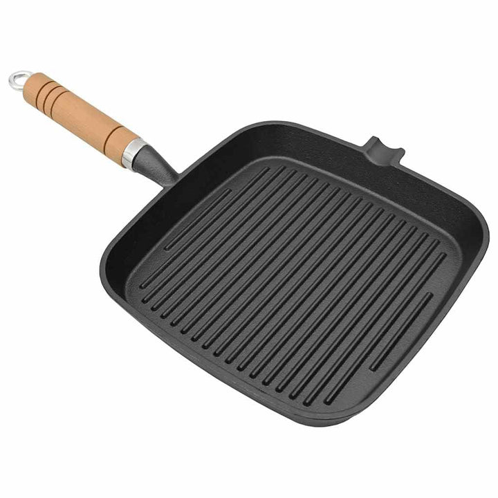 Gusseisen Grillpfanne quadratisch 20x20 cm mit Holzgriff - Bild 7