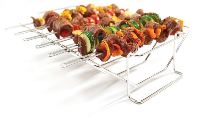 Grillgestell mit 6 Doppelspiessen Edelstahl für Braten und Ribs - Bild 3