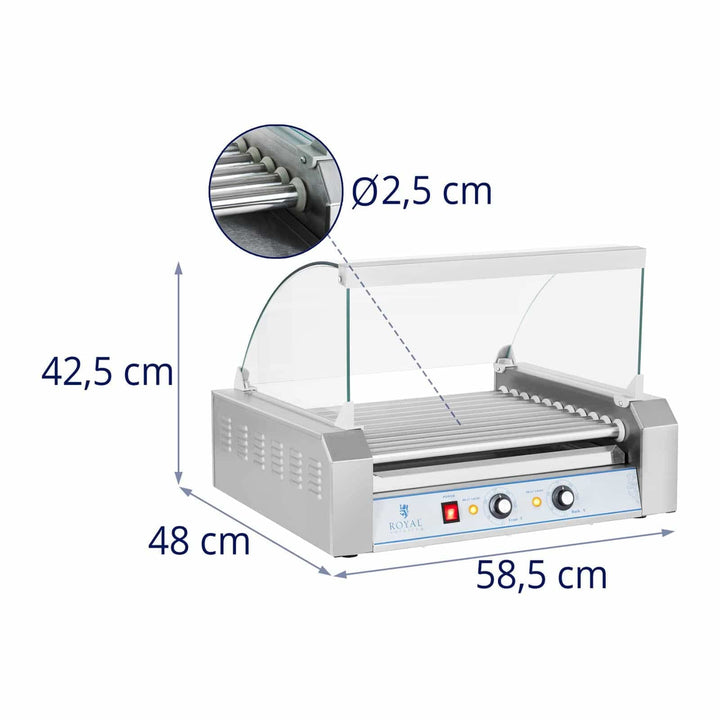 Hot Dog Grill Edelstahl 11 Rollen 20 Würstchen 1850W 2 Heizzonen - Bild 7