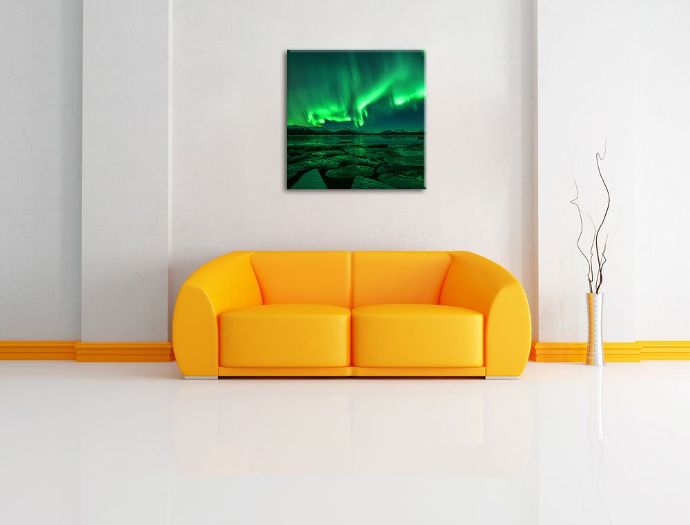Leinwandbild Polarlicht Himmel quadratisch 70x70 cm fertig bespannt - Bild 2