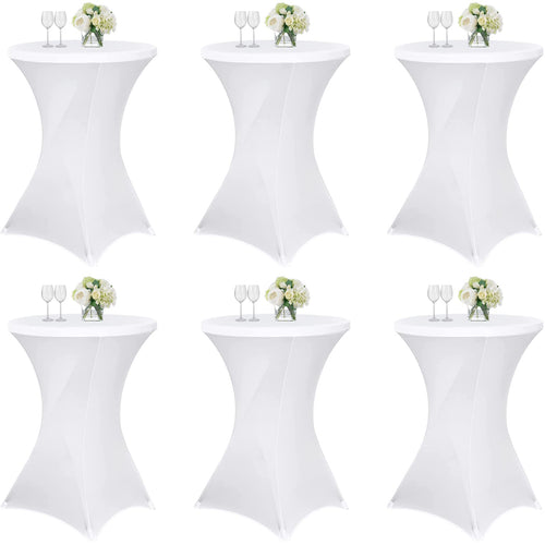 Stehtischhusse Stretch 6er-Set Ø 80–85 cm rund für Bistrotisch weiss