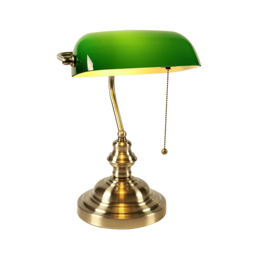 Banker-Schreibtischlampe Glas Grün Retro E27 36 cm Arbeitszimmer