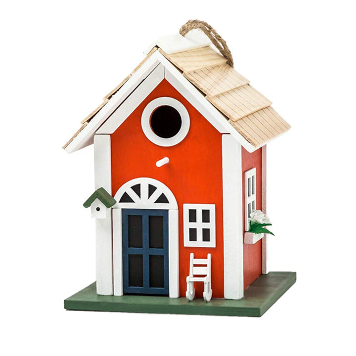 Vogelhaus Holz hängend rot 18,5x18,5x24,6 cm für Garten - Bild 6