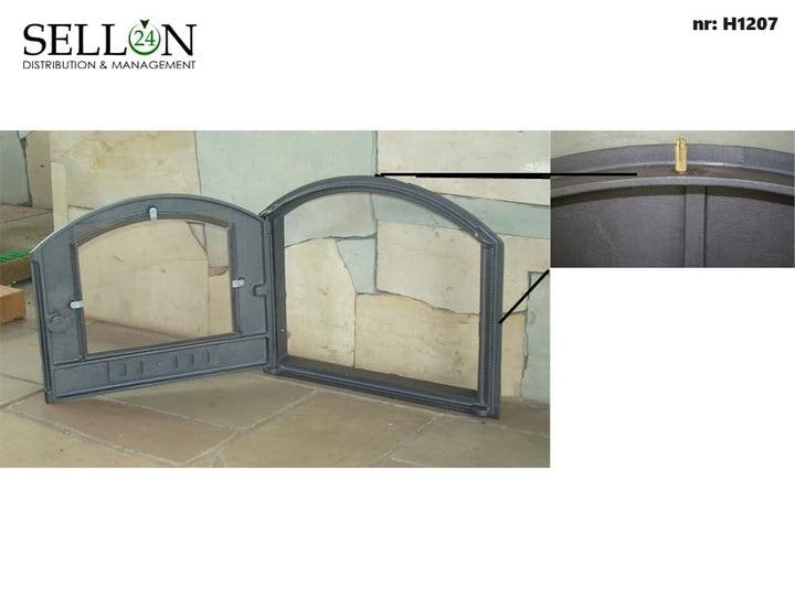 Backofentür Gusseisen mit Sichtfenster und Thermometer, links 485x410 mm - Bild 4