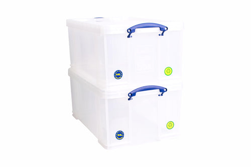Aufbewahrungsbox 64 L transparent stapelbar 2er-Pack