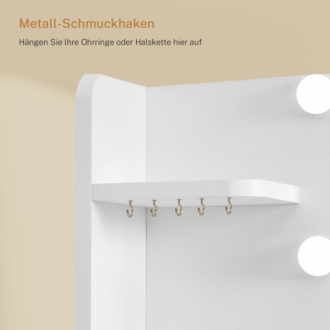 Schminktisch mit Beleuchtetem Spiegel 4 Schubladen Weiss - Bild 5