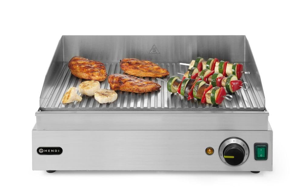 Elektro-Tischgrill gerillte Platte 518x328mm 2400W bis 300°C - Bild 2