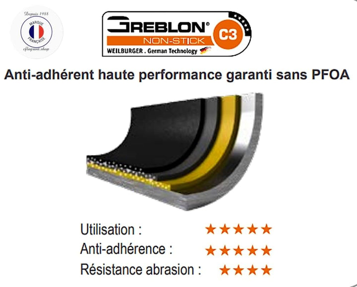 Crêpespfanne 28 cm Aluguss Induktion abnehmbarer Griff Antihaft - Bild 7