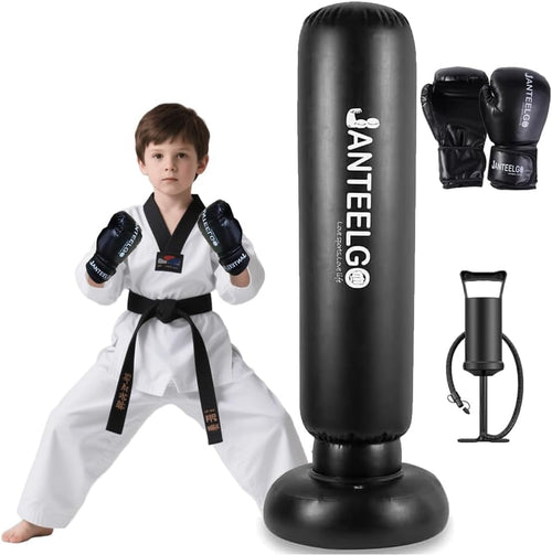 Standboxsack Kinder 150cm aufblasbar mit Boxhandschuhen 3-12 Jahre