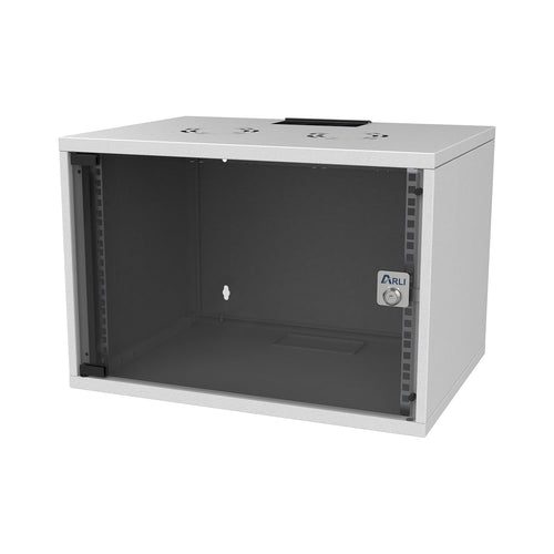 Netzwerkschrank 19 Zoll 7HE Wandmontage Stahl abschliessbar lichtgrau