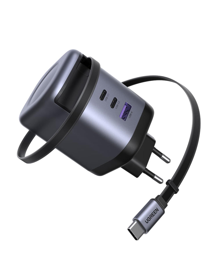 USB-C Ladegerät 100W GaN 4-Port mit einziehbarem Kabel 75cm