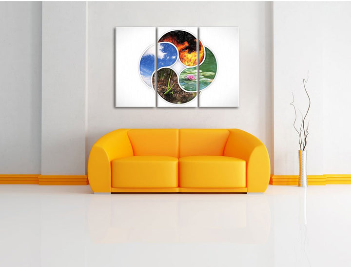 Leinwandbild 3-teilig Vier Elemente 120x80 cm Wanddeko - Bild 2