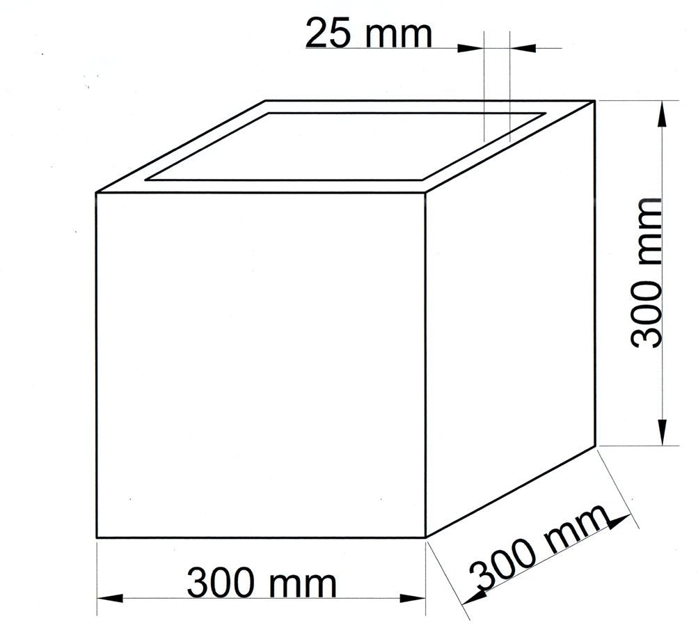 Blumenkübel Fiberglas quadratisch 30x30x30cm Hochglanz Weiss - Bild 9