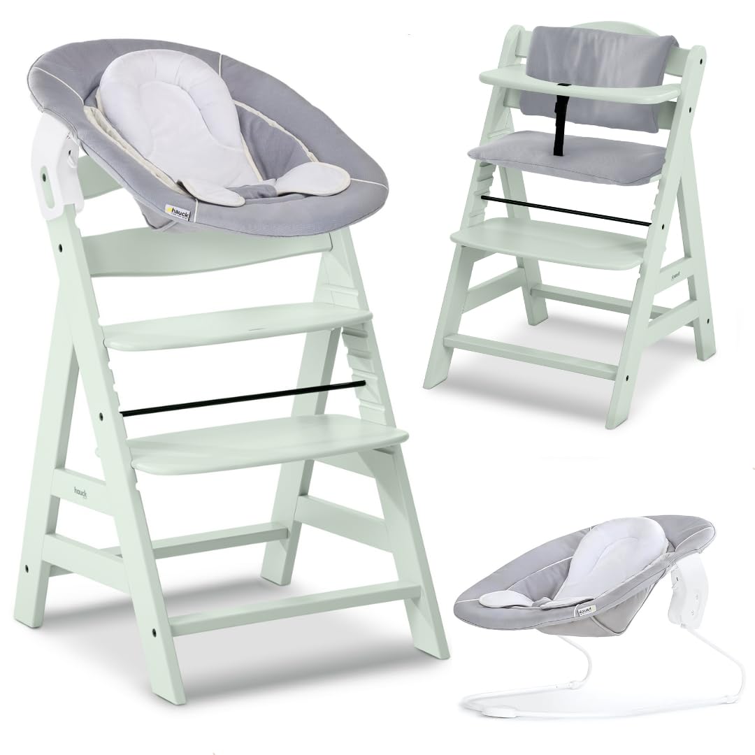 Hochstuhl Buchenholz 4-in-1 Set mit Bouncer &amp; Wippe ab Geburt