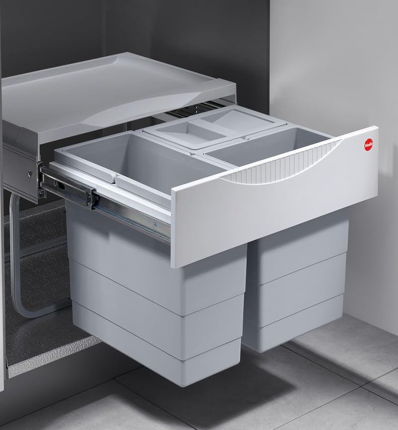 Einbau-Mülltrenner 3 Fächer 28 L Vollauszug für Drehtür-Unterschrank - Bild 2