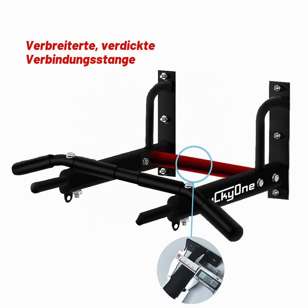Klimmzugstange Wandmontage Stahl 200 kg mit 3 Ösen und 6 Griffen - Bild 4