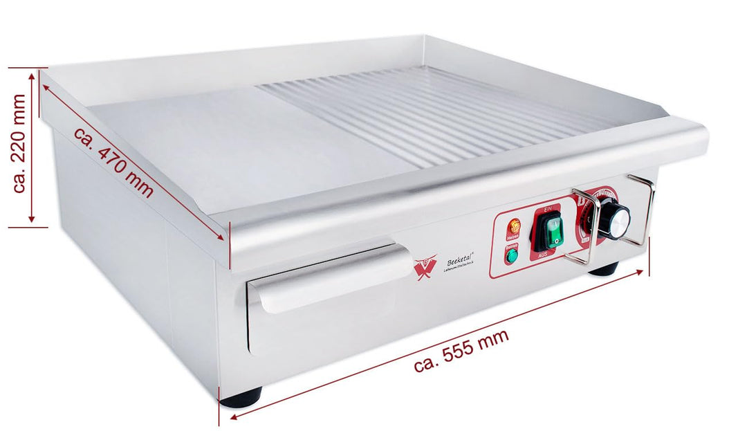 Elektro-Grillplatte Gastro 3000W Kombifläche glatt/gerillt 550x365mm - Bild 5