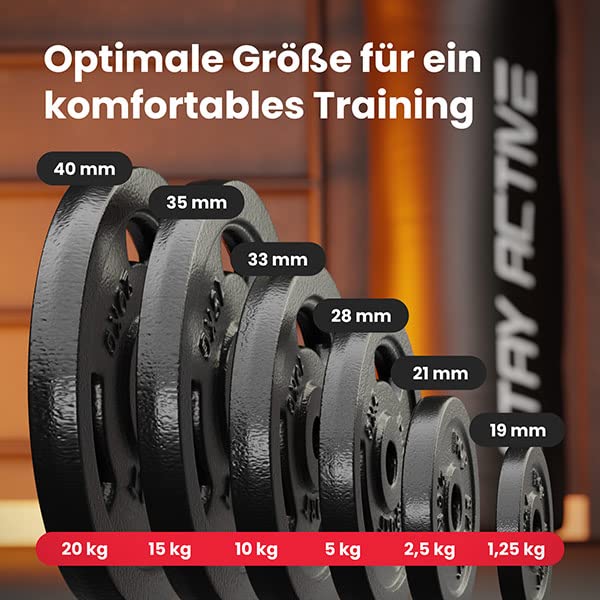 Gusseisen Hantelscheiben Set 30 kg 4x2,5 kg + 4x5 kg 31 mm Bohrung - Bild 3