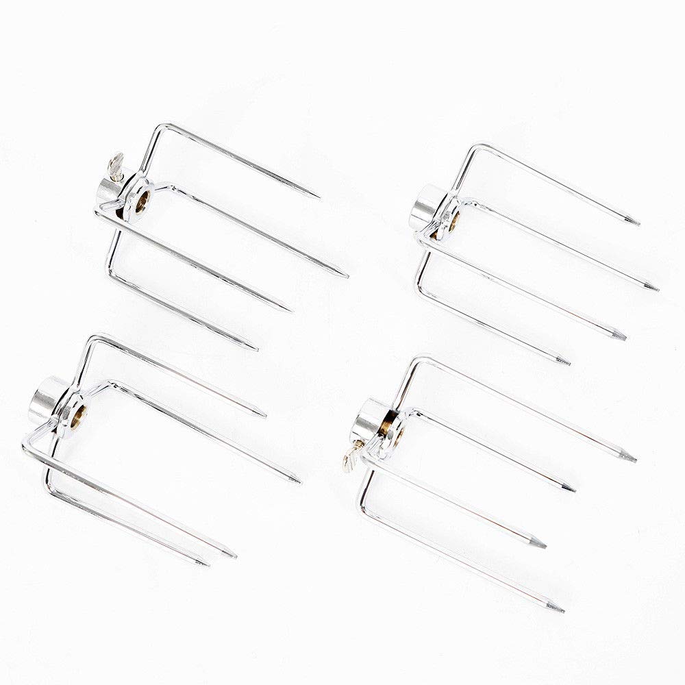 Grillspieß Fleischklammer Edelstahl 4er-Set für Drehspieß 8–11 mm