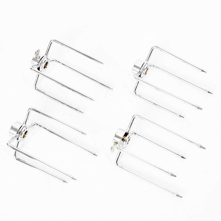 Grillspieß Fleischklammer Edelstahl 4er-Set für Drehspieß 8–11 mm