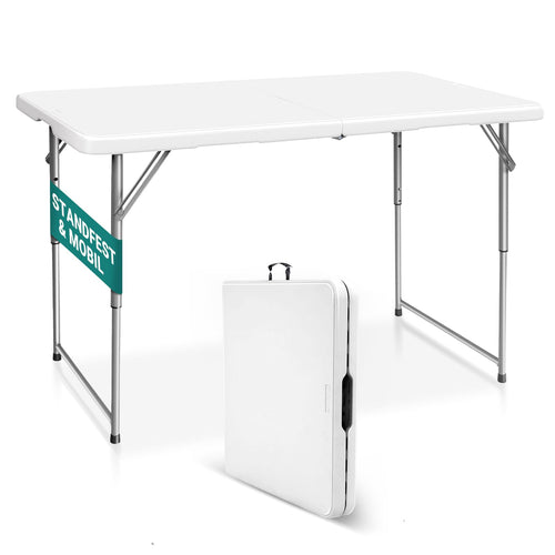 Klapptisch 120x60 cm höhenverstellbar HDPE klappbar tragbar Weiß