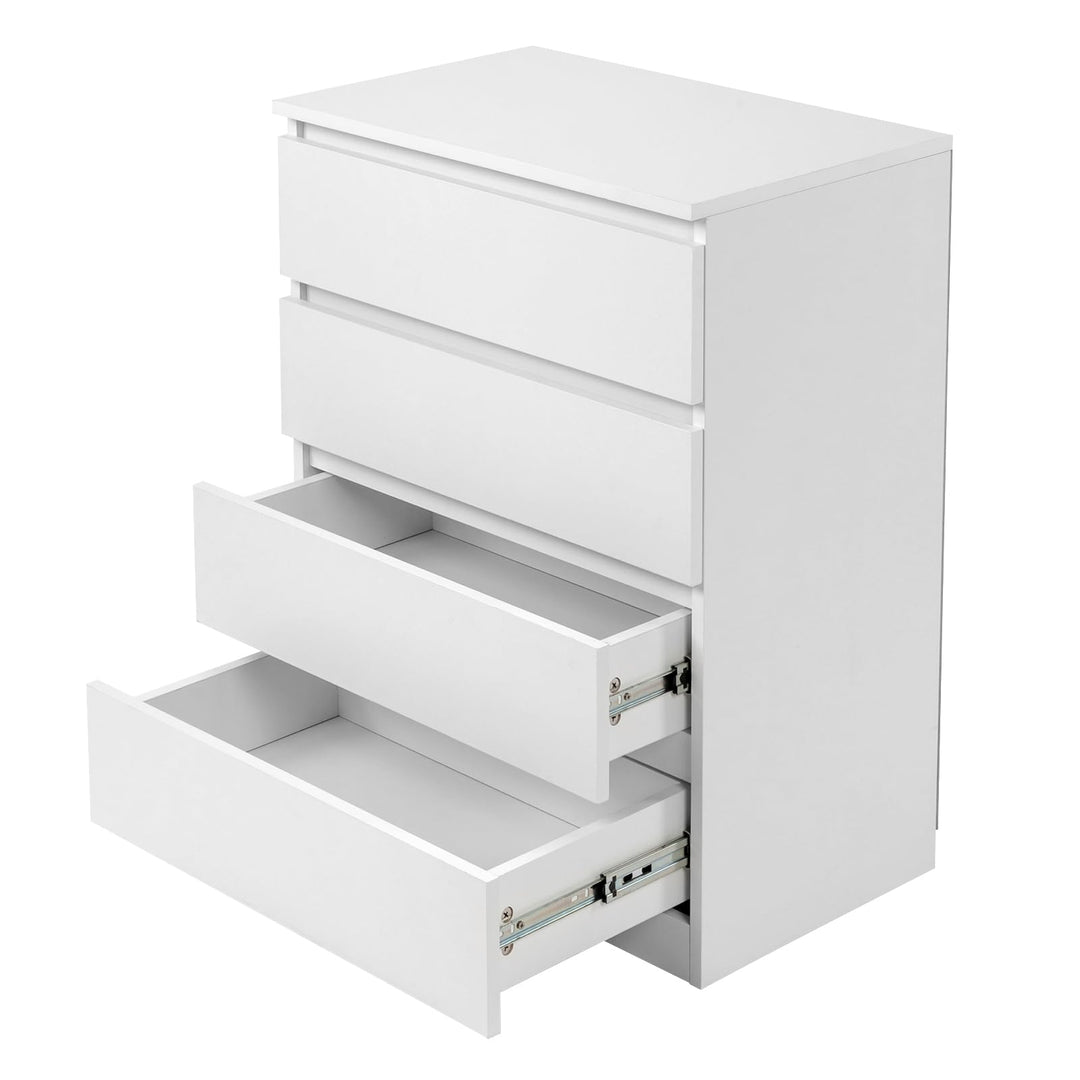 Kommode Schlafzimmer 4 Schubladen Spanplatte Weiss Modern - Bild 7